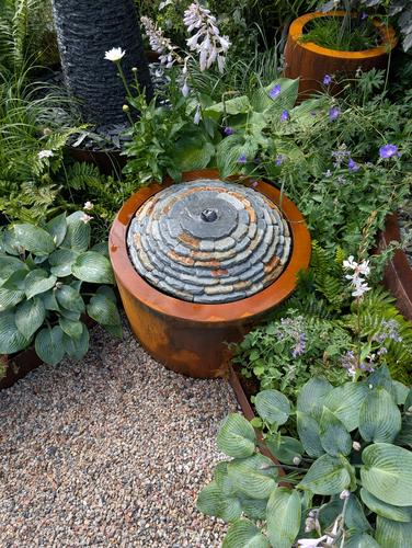 Corten Steel and slate topped water table