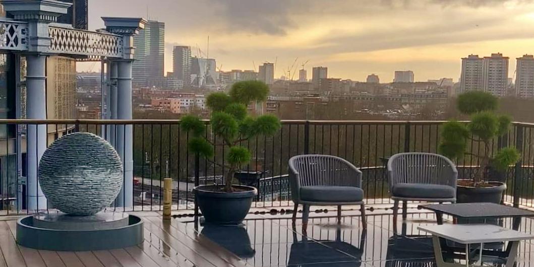 Watersphere on modern decking