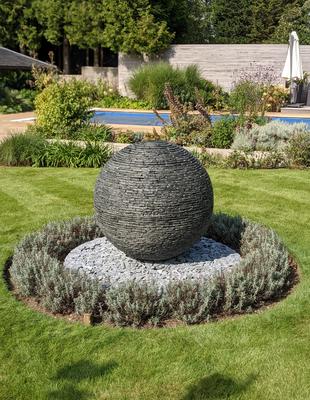 Jeremy Hastings 1m grey slate ball sculpture