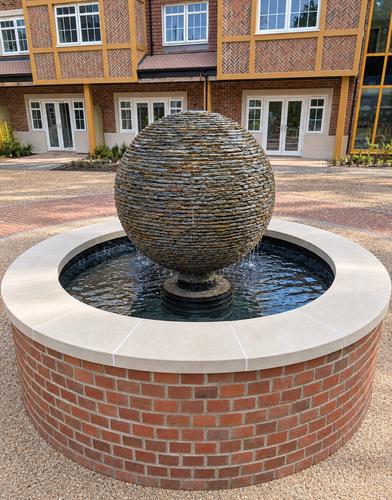 Jeremy Hastings 1m Large rustic slate ball water feature, pool