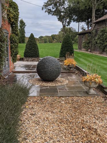 Jeremy Hastings 1m Large rustic slate ball water feature, patio