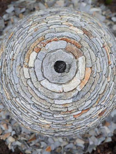 Jeremy Hastings 800mm rustic slate ball water feature, Birds Eye View.