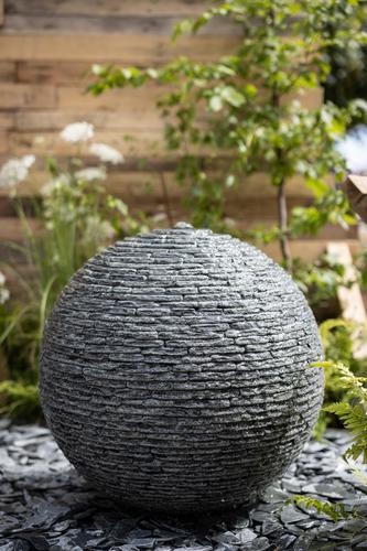 650mm Grey Watersphere™ displayed on our stand at RHS Hampton Court July 2022.