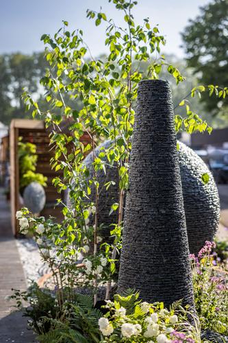 'The Chimney' our new water feature having its debut on our 5 star award winning stand at RHS Chelsea 2024. Our little nod towards Cornish mining heritage.