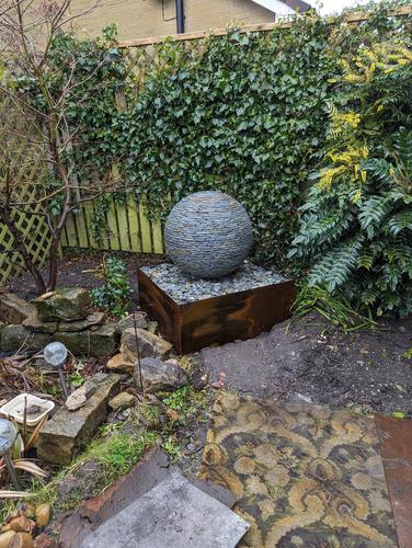 500mm Rustic Watersphere on a mild steel square base